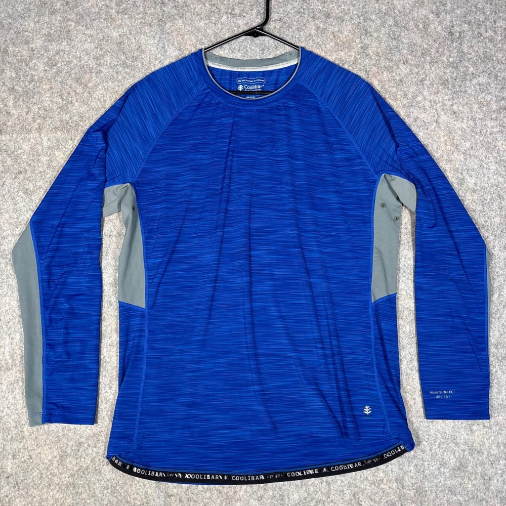Coolibar Sun Shirt Mens XL Blue Long Sleeve UPF 50+ Aqua SunTect Rash Guard Top